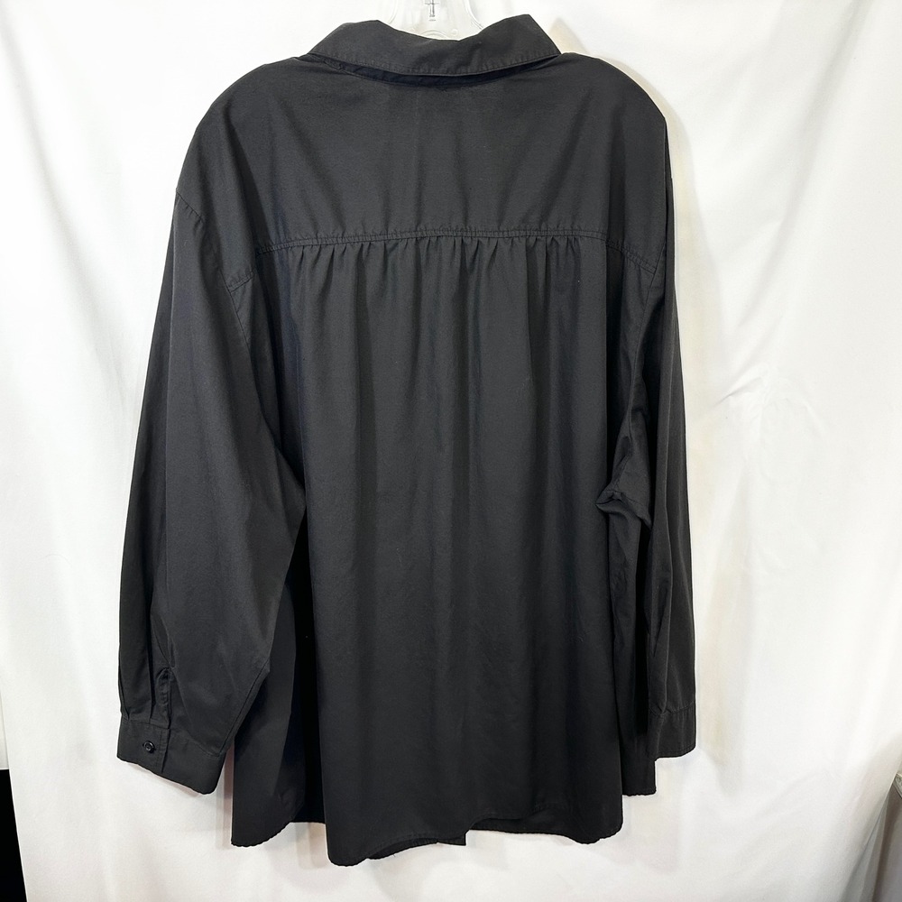 Roamans Plus Size 3X Top Solid Black Button Up‎ Long Sleeve Career Capsule 1290 - Picture 2 of 7